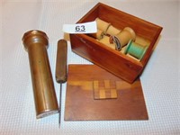 Brass Flashlight (Monard); Ice Pick; Wood Box