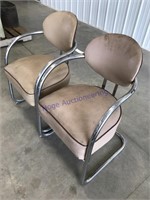 Chairs w/ steel tube frame, pair, cracks/ chips