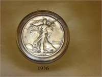1936 Walking Liberty Silver $ + 1936 Stamp (1400)