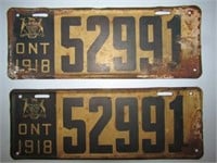 1918 ONTARIO LICENCE PLATE SET