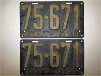1923 ONTARIO LICENCE PLATE SET