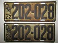 1922 ONTARIO LICENCE PLATE SET