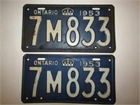 1953 ONTARIO LICENCE PLATE SET