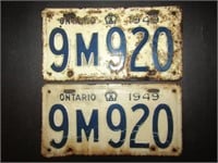 1949 ONTARIO LICENCE PLATE SET