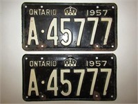 1957 ONTARIO LICENCE PLATE SET