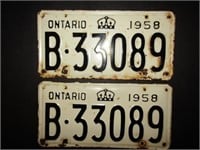 1958 ONTARIO LICENCE PLATE SET