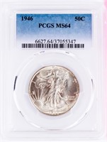 Coin 1946 Walking Liberty Half Dollar PCGS :MS64