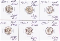 Coin (6) Gem B.U. Mercury Dimes Full Bands