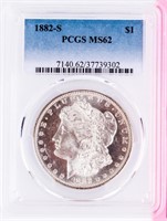 Coin 1882-S Morgan Silver Dollar PCGS MS62 (DMPL)