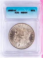 Coin 1885-O Morgan Silver Dollar ICG MS64