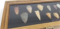 Collection of 11 Arrowheads Including the Case