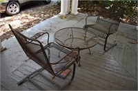 3 Piece Wrought Iron Outdoor Table & Chairs