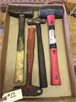 Box with 4 Hammers - 2 Sledge, 2 Ball Pien