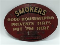 Old Smoking Stand Ashtray Metal Sign