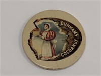 Antique Dunham's Cocoanut Celluloid Pocket Mirror