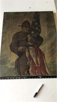 Military painting on canvas.  NEAT.