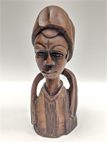 Carved wooden 14” bust of woman