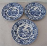 (3) Blue & White Transfer Copeland Porcelain Plate
