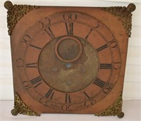 Old Grandfather Clock Metal Face Loug Hrea