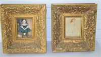 Pair Decorative Gold Leaf Framed Prints
