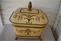 Footed Metal Hand Painted France Ash Tidy Bucket