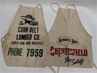 2 Old Advertising Aprons - Chesterfield & Lumber