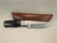 Unmarked Damascus Steel Hunting Knife-