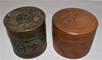Early Brass & Wood Oriental Tea Caddy Hand Painted