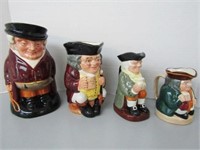 ROYAL DOULTON TOBY JUG COLLECTION of FOUR JUGS
