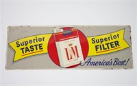 Vintage L&M Cigarettes Embossed Metal Sign