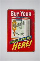 Vintage Chesterfield Cigarettes Embossed Tin Sign