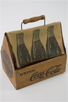 Wood Coca-Cola Six Pack Bottle Carrier with Handle
