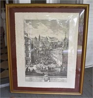 Large Framed 1800's English Etching