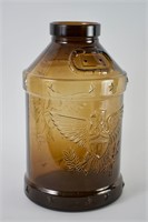 Large Embossed Eagle Amber Glass Bicentennial Jar