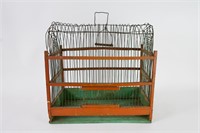 Antique Victorian Wood & Wire Frame Bird Cage