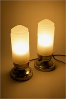 2 Mid Century Modern Frosted Glass Table Lamps