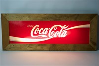 Framed and Lighted Coca-Cola Vending Machine Sign