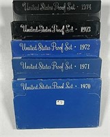 1970, 1971, 1972, 1973 & 1974  US. Mint Proof sets