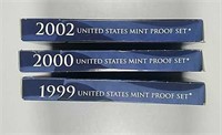 1999, 2000 & 2002  US. Mint Proof sets