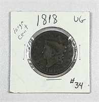 1818  Coronet Large Cent  VG