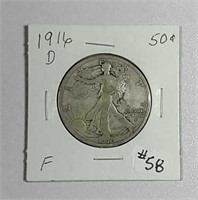 1916-D  Walking Liberty Half Dollar  F