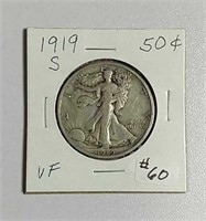1919-S  Walking Liberty Half Dollar  VF
