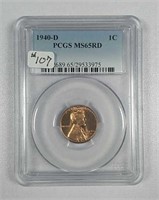 1940-D  Lincoln Cent  PCGS MS-65 Red