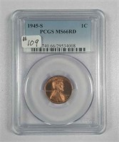 1945-S  Lincoln Cent  PCGS MS-66 Red