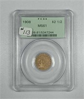 1908  $2 1/2 Gold Indian  PCGS MS-61