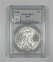 2002  $1 Silver Eagle  PCGS MS-69