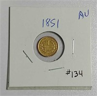 1851  $1 Gold Liberty Head  AU