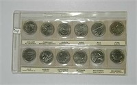 Set of 12  1867-1992  Canadian 25 Cents   Unc,