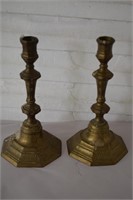 Pair Old Brass Reproduction Candle Holders