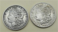 Pair 1921 Morgan Silver Dollars